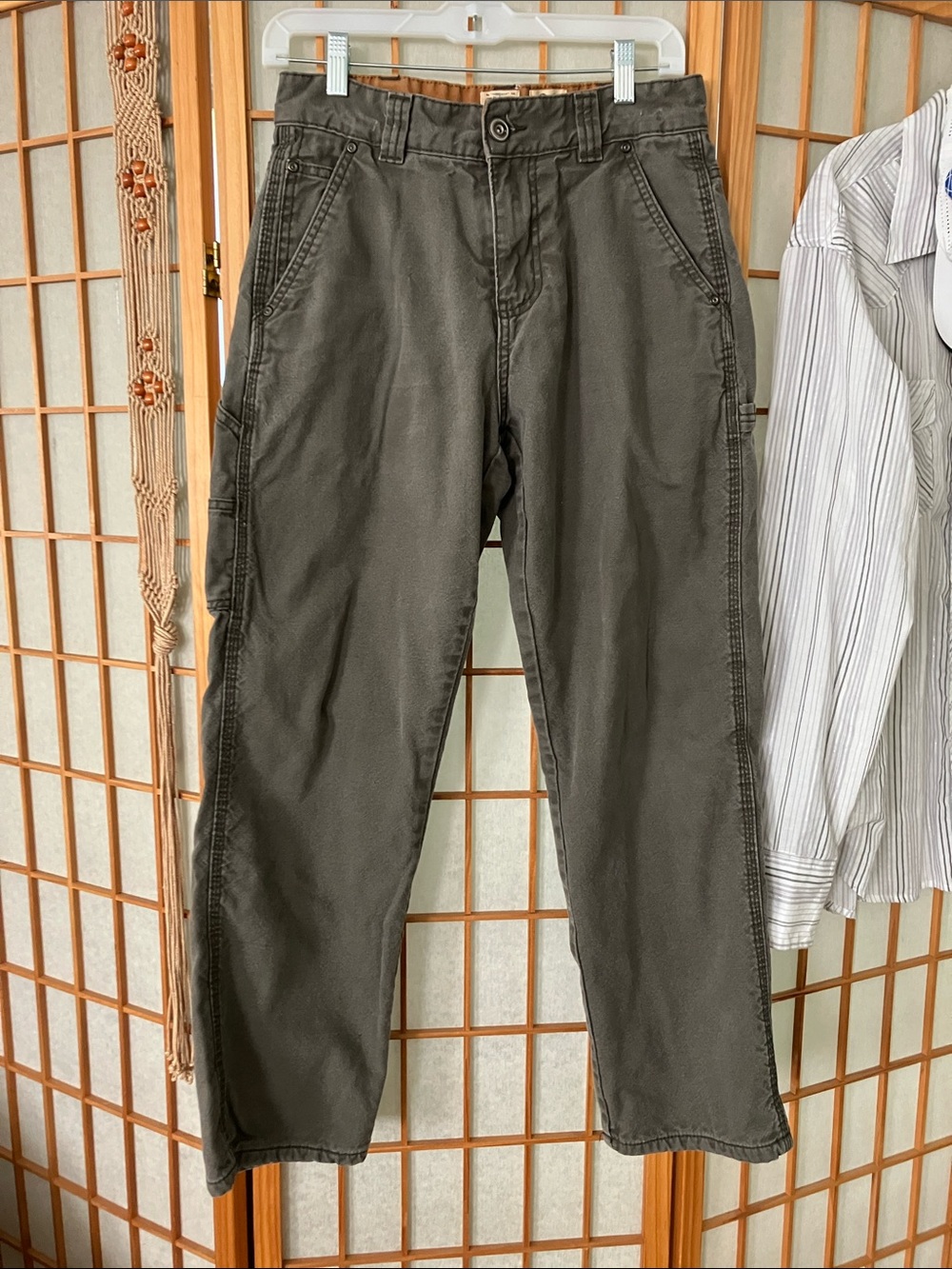 Red Head Brand Green Straight-Leg Chinos FLANNEL LINED Heavy Duty Work Pants